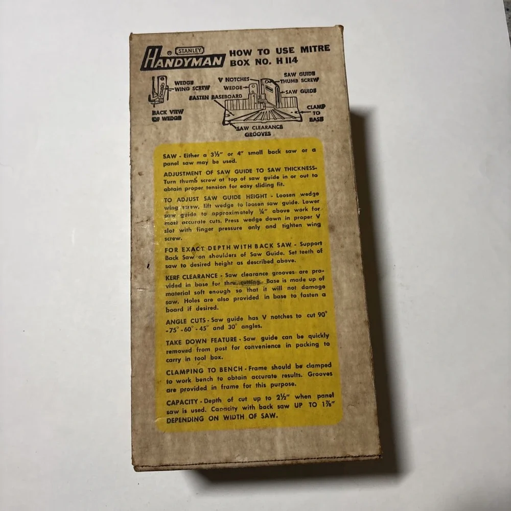 VTG Stanley Handyman #H114 Mitre Box Original Box Great Condition Made In 🇺🇸